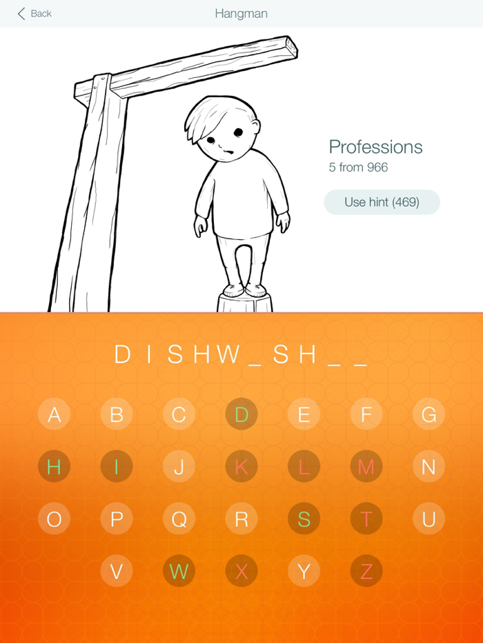 Hangman 2 - word game. Addictive quiz with words guessing