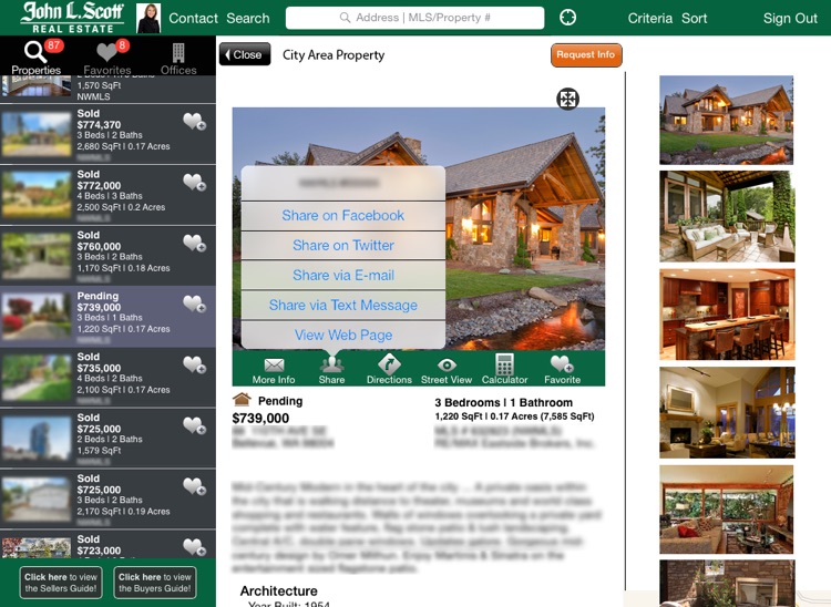 John L. Scott Real Estate GPS Home Search for iPad
