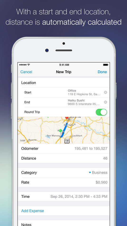 #5. Mileage Log+ Trip Log Tracker (iOS) Με: Light Room Studios
