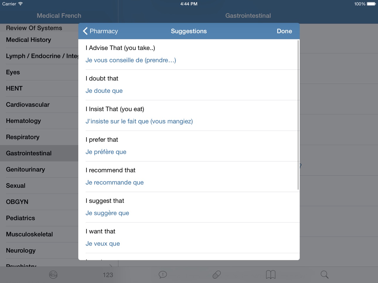 Screenshot 9 of Medical French: Healthcare Phrasebook