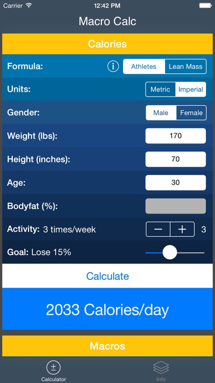 IIFYM - Macro and Calorie Calculator