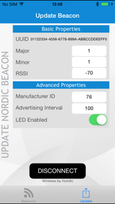 nRF Beacons screenshot