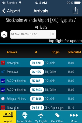 Stockholm Arlanda Airport (ARN) Flight Tracker Scandinavian Sweden Skavsta Bromma screenshot 2