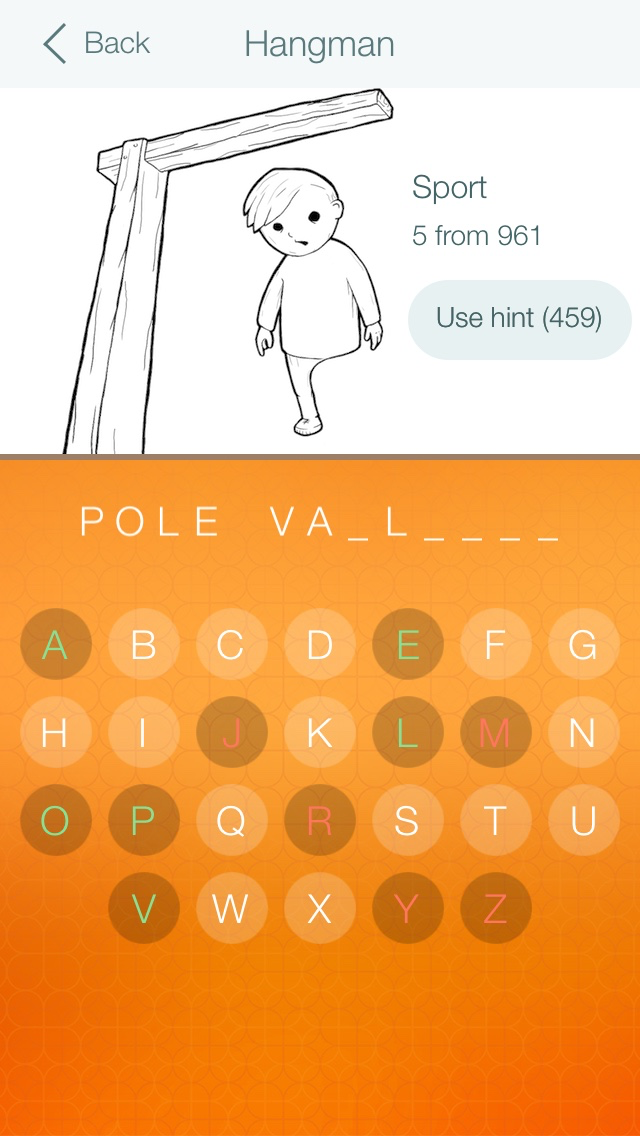 Hangman 2 - word game. Addictive quiz with words guessing