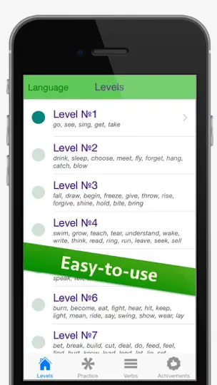 English Irregular Verbs Game - The Fast And Easy Way To Learn Verbs iPhone Ekran Görüntüsü 3