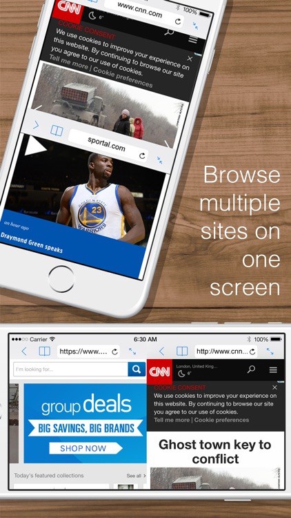Split Web Browser: Fast Multitasking and Full Screen Multiple Tab Browsing for iPhone and iPad screenshot-0