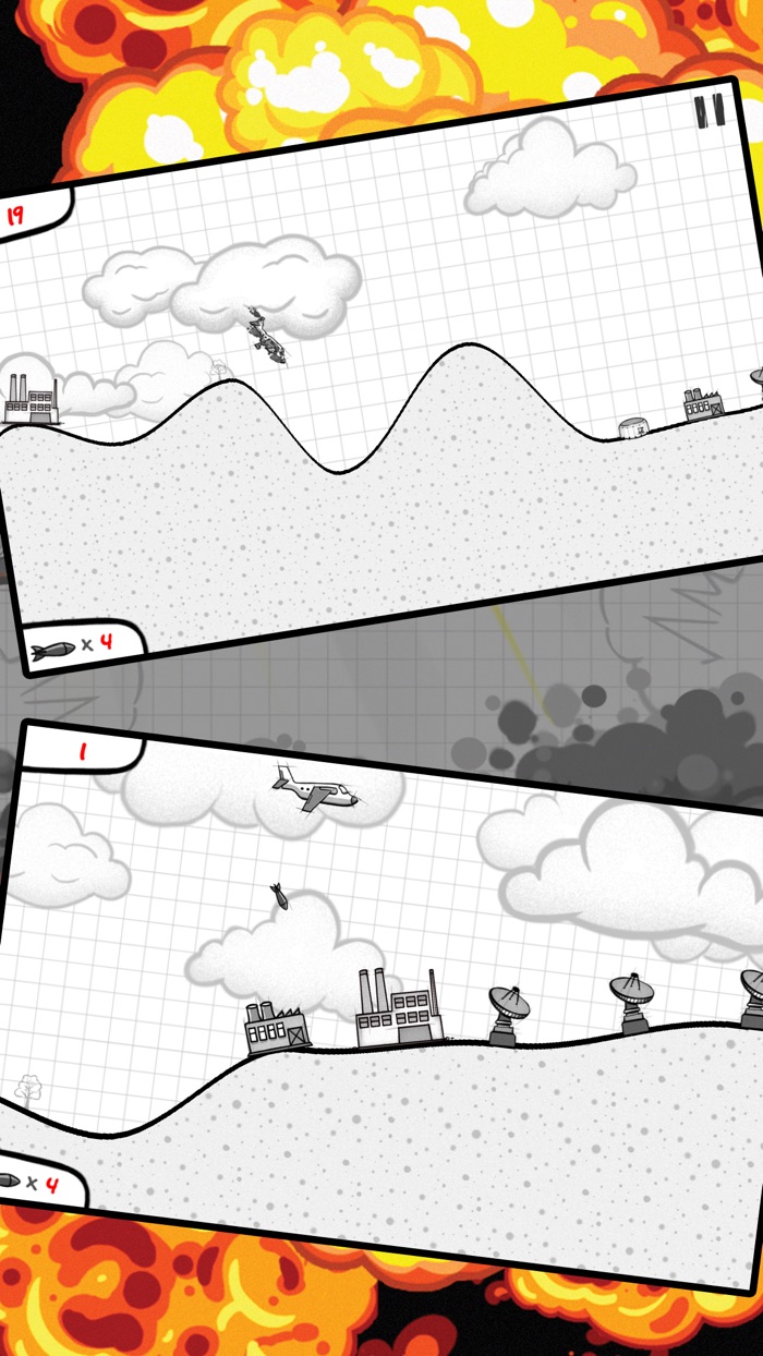 Bomber - The Game Where Paper Plane Drops Bombs On Objects In Notebook