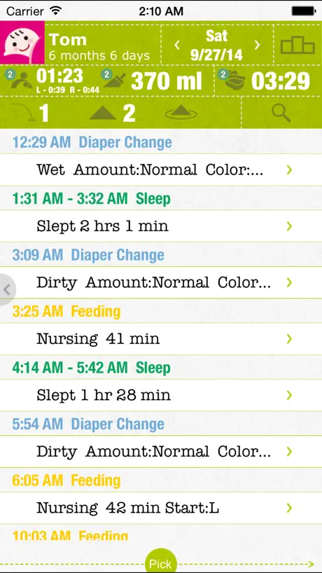 FirstYear - Baby feeding timer, sleep, nappie log