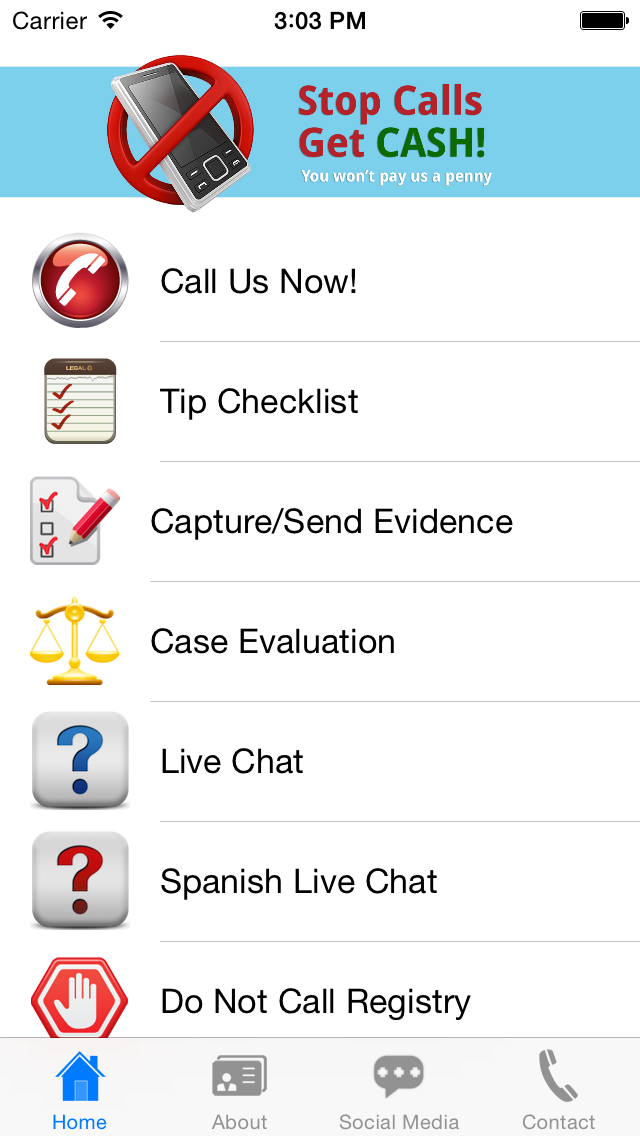 Screenshot #1 pour Stop Calls Get Cash - Personal Lawyer | Know Your Rights!