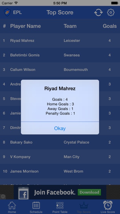 Great Live Score App - "Premier League 2015-16 version"