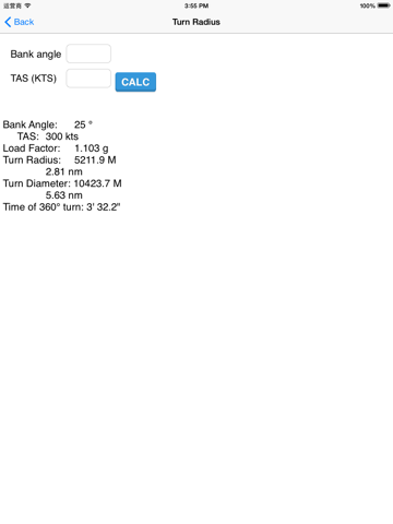 Calculator for Flight iPad screenshot