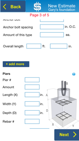 Concrete Foundation Estimator screenshot