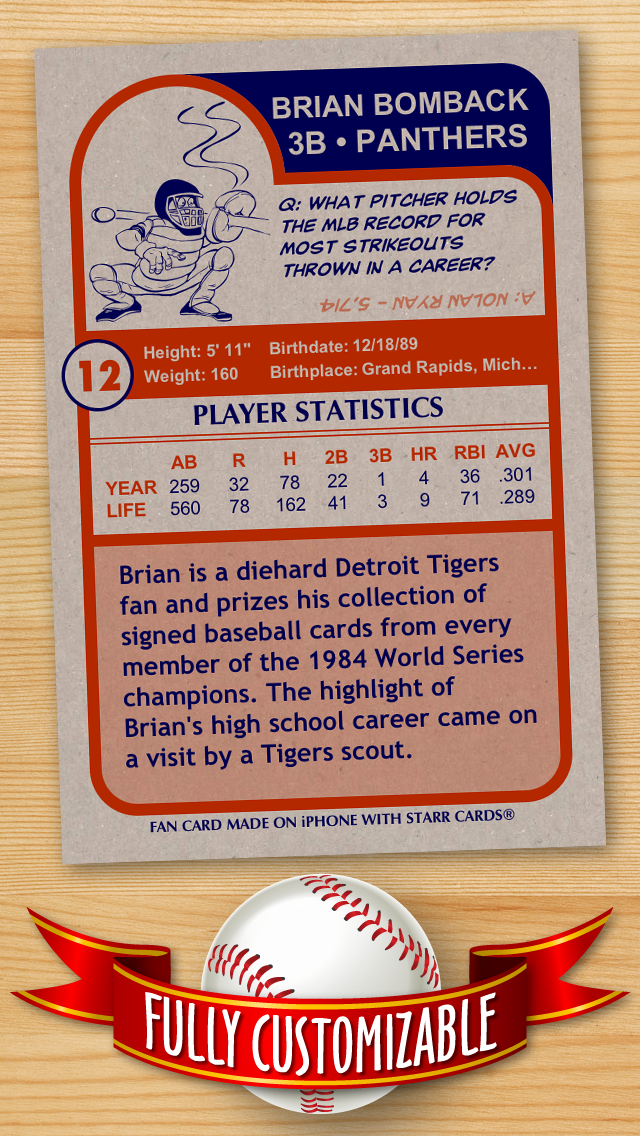 FREE Baseball Card Template — Create Personalized Sports Cards Complete with Baseball Quotes, Cartoons and Statsのおすすめ画像2