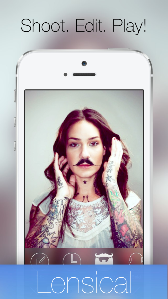 Lensical - A face editor, photo lab & manual camera to perfect your portraits or grow a hilarious mustache & morph friends into old peopleのおすすめ画像1