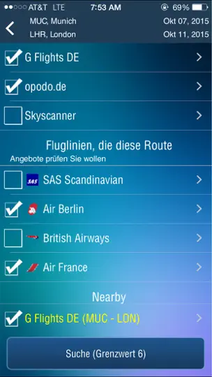 Screenshot von Flughafen München - Tracker auf dem iPhone 4