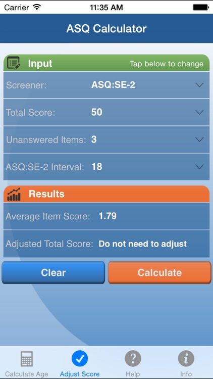 ASQ Age & Adjusted Score Calculator