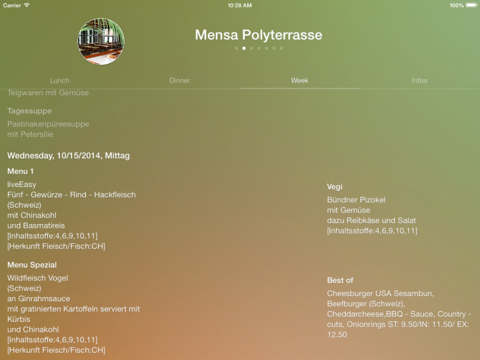 Screenshot #5 pour ETHZ Mensa - Uni Zürich Mensa