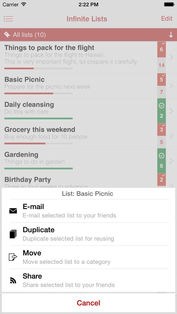 Infinite List - The Advanced Tasks, To-do  Checklist