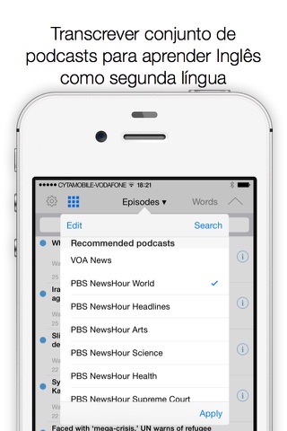 TransPod - podcast player with transcript and translator for learning English as a Second Language screenshot 2