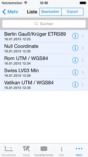 Screenshot von GeoPosition auf dem iPhone 5