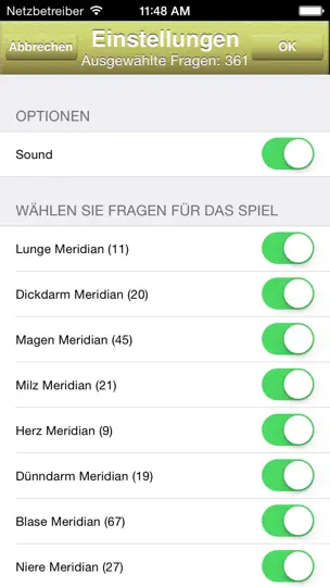 Screenshot von Akupunkturpunkte Quiz auf dem iPhone 5