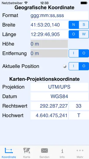 Screenshot von GeoPosition auf dem iPhone 1