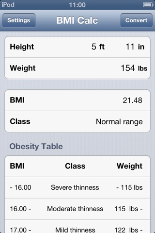 BMI Calculator Table screenshot 4