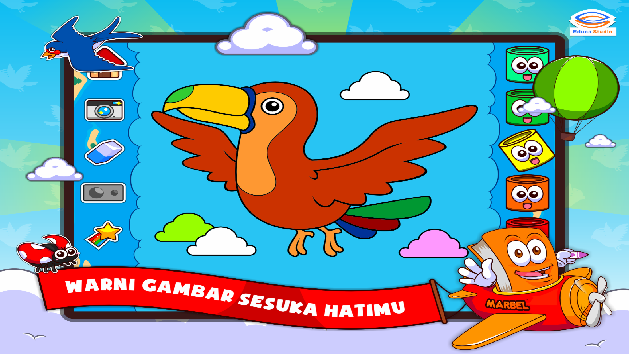 Marbel Mewarnai Hewan Udara screenshot 3