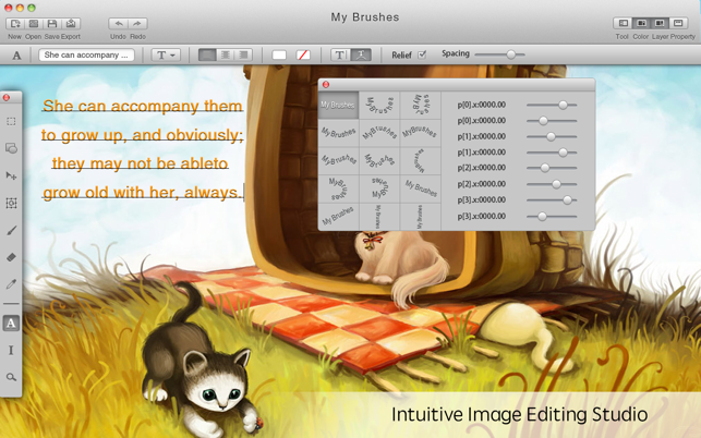‎Mybrushes-szkic, farba, zrzut ekranu projektu