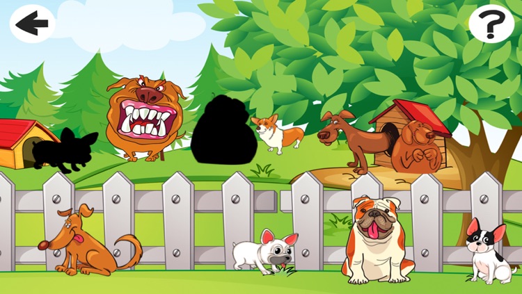 Awesome doggies! Shadow Game to Play and Learn for Children