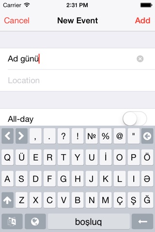 Azeri keyboard screenshot 4