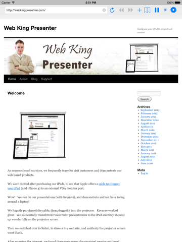 Web King Presenter Free iPad screenshot 1 - Productivity app
