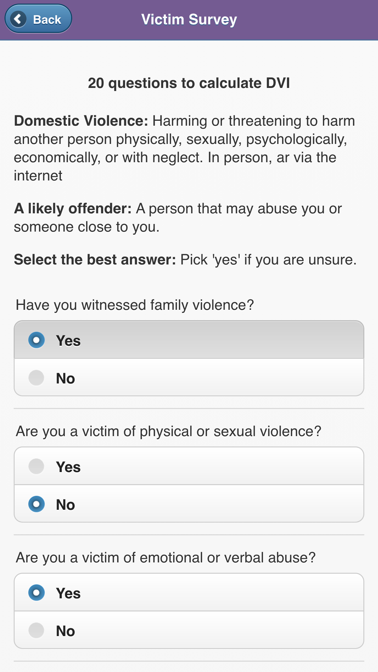 Domestic Violence Inventory