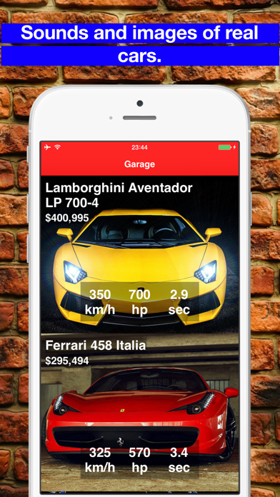 Garage: simulator exhaust sounds sports car. iPhone screenshot 3 - Entertainment app