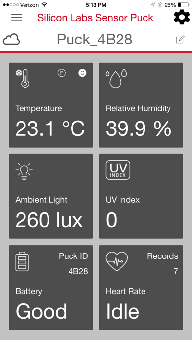 Screenshot #1 pour Silicon Labs SensorPuck Cloud