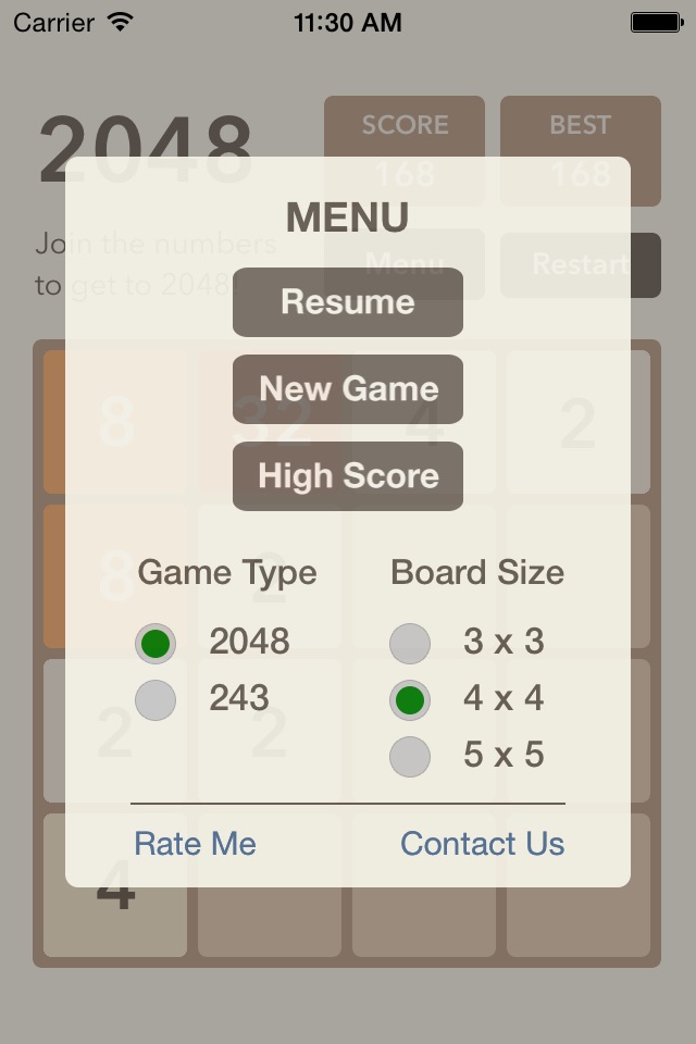 2048 - 3x3 4x4 5x5 Edition screenshot 4