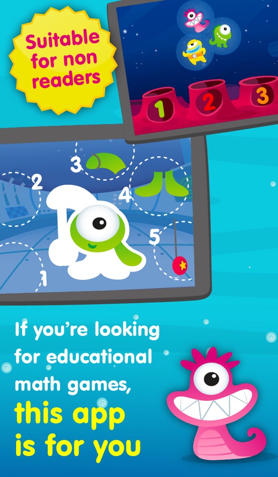 #3. Aliens & Numbers - educational math games to simple learn counting, tracing & addition for kids and toddlers (iOS) By: Planet Factory Interactive