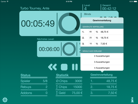 poker blind timer hd lite ipad bildschirmfoto 1