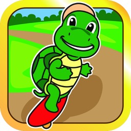 Turtle and Rabbit Run a Race -  Turtle Nitro Skateboard Racing