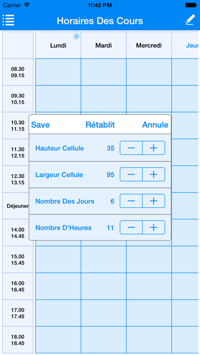 Screenshot #2 pour Horaires des Cours
