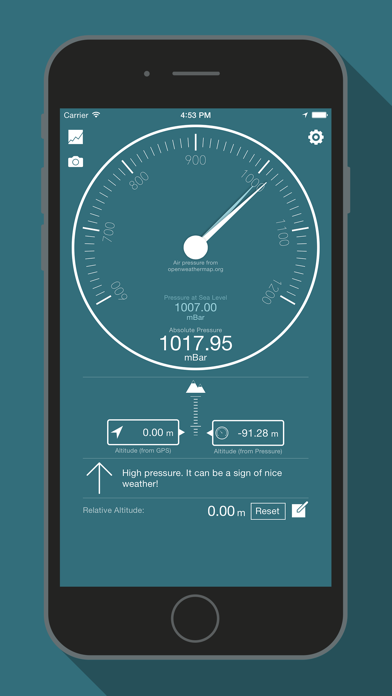 Bar-o-Meter - Altímetro y barómetro iPhone screenshot 1