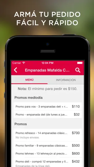 Captura de pantalla de Empanadas Mafalda en iPhone 3