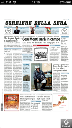 Corriere della Sera - Digital Edition per iPhone screenshot 1