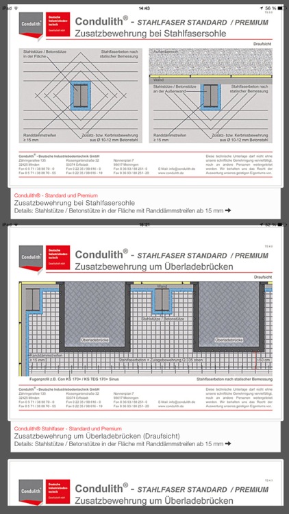 Condulith Technik App - Fugenprofile und technische Skizzen