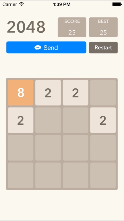 Share 2048 Game Capture with your friends in Messenger