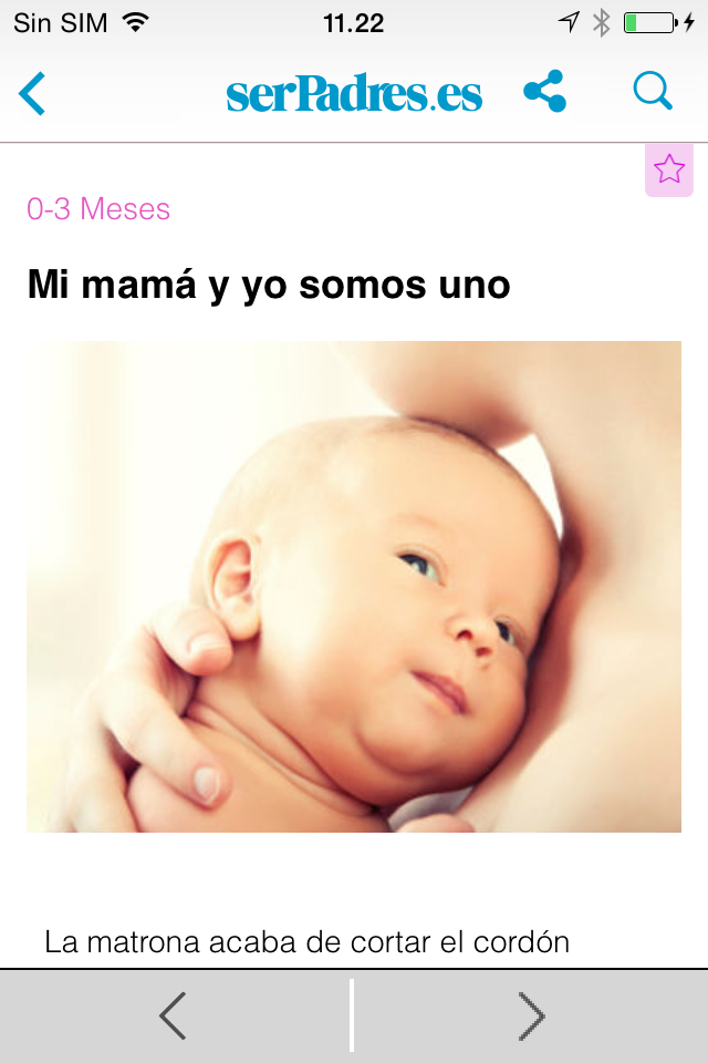 Ser Padres App. Embarazo bebés niños familia alimentación salud.