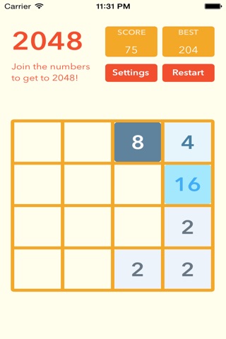 2048 Exponentiation - A Funny Number Puzzle Game screenshot 2