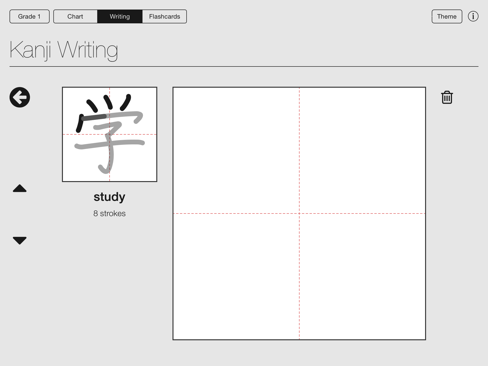 Mirai Kanji Chart - Japanese Kanji Writing Study Tool