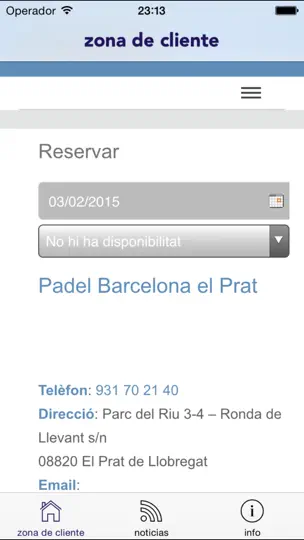 Captura de pantalla de Padel Barcelona - El Prat en iPhone 2