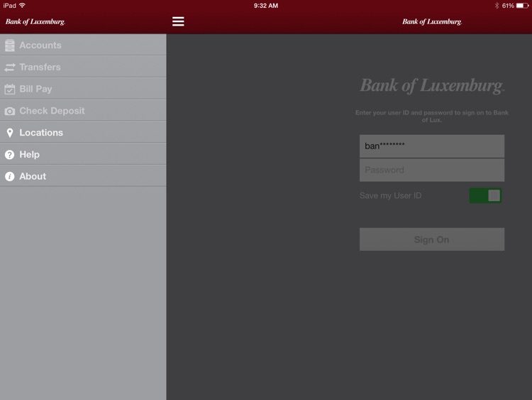 Bank of Luxemburg for iPad